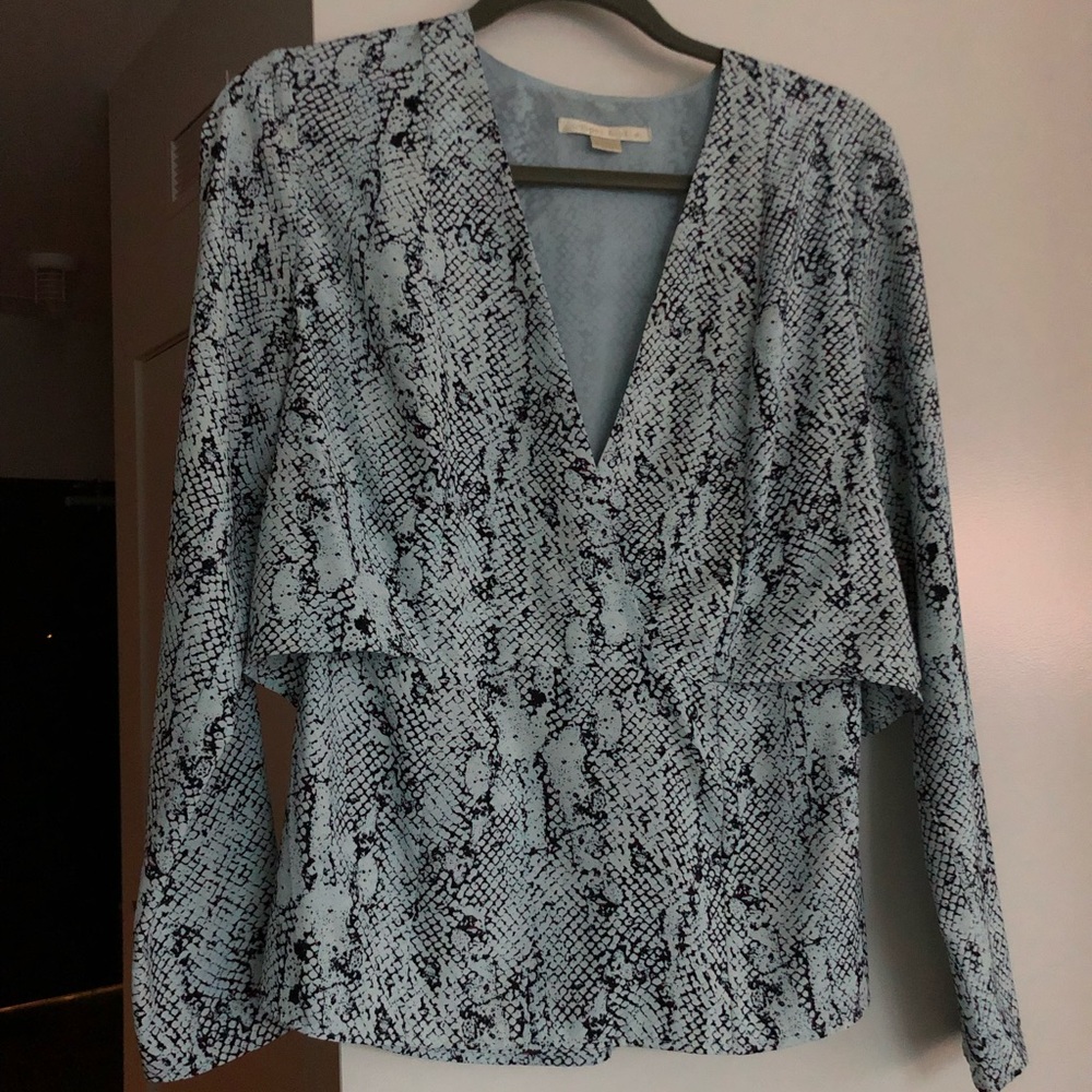 Cooper and Ella Blue Snakeskin Blouse Size Small